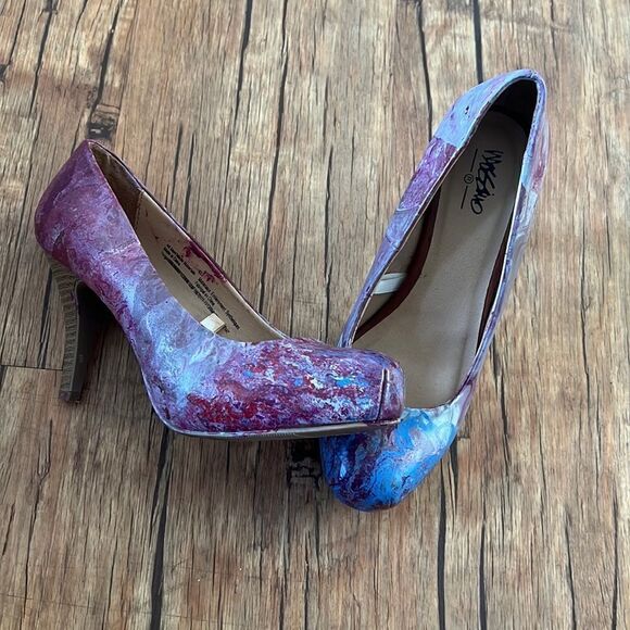 Size 6.5 Purple Blue White Mossimo Galaxy Hydro Dipped Stilettos - Picture 1 of 5